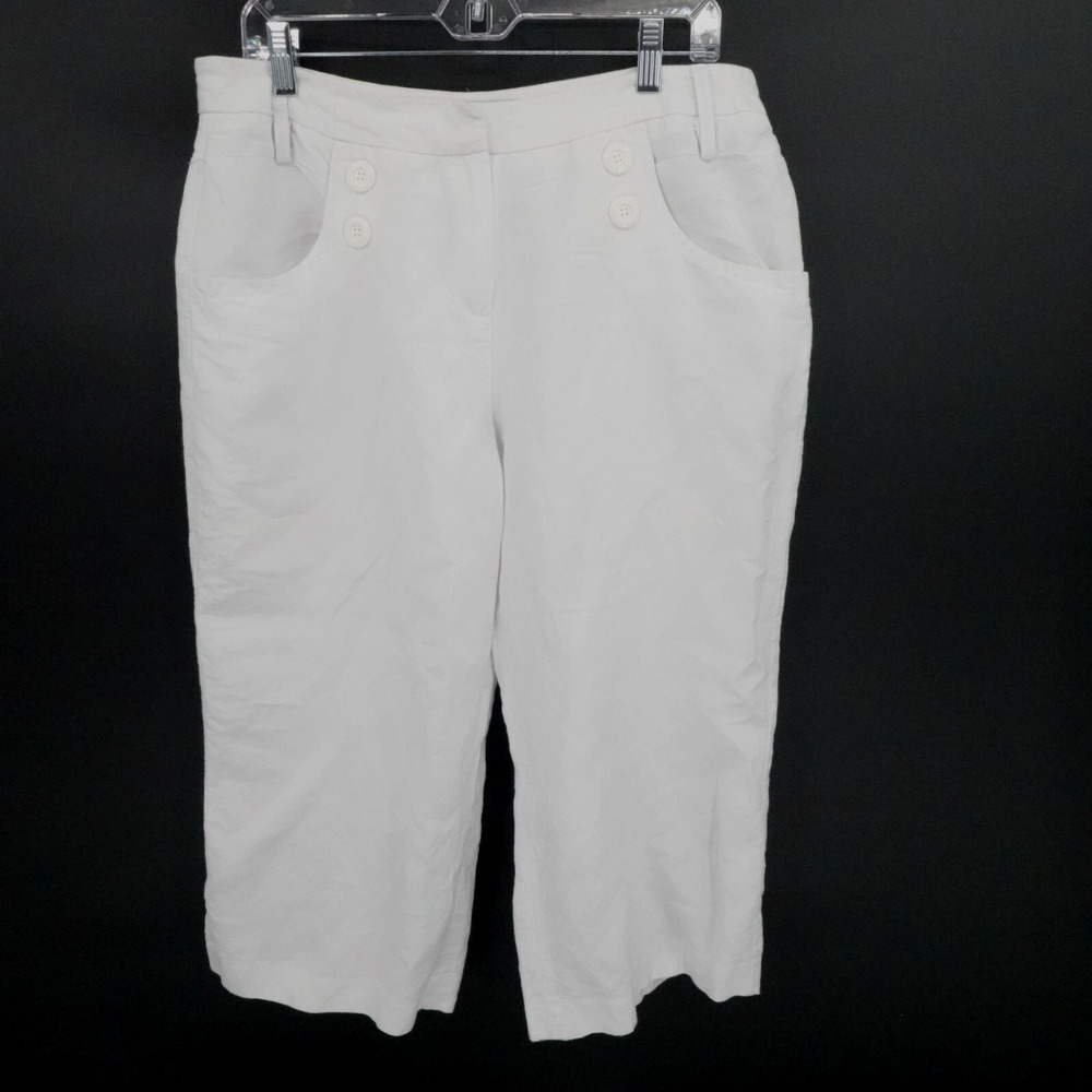 Atelier Pants Womens 14 White‎ Cropped Lightweight Beachy Summer Costal